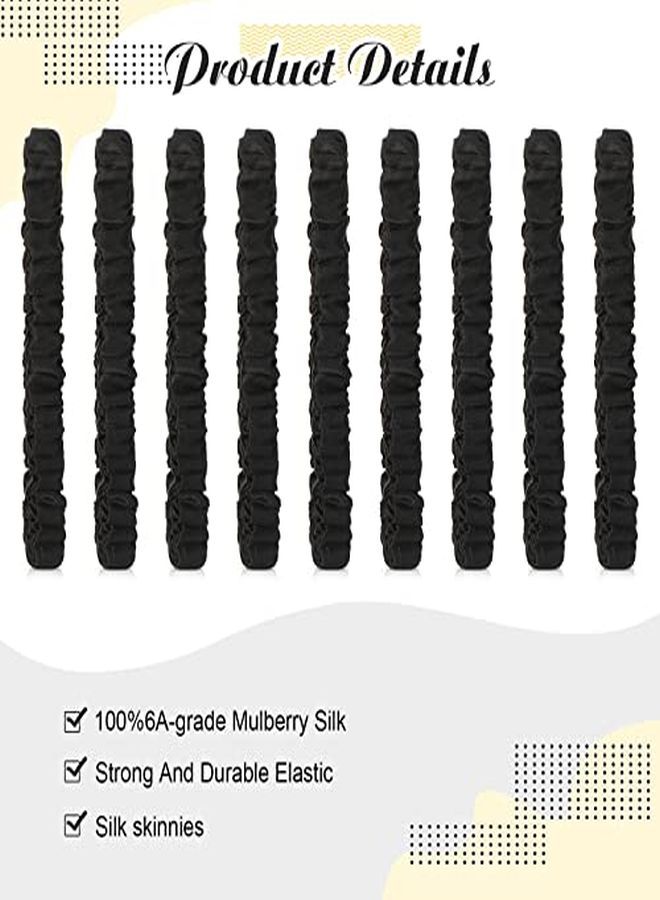 Chuangdi 9 قطع أربطة شعر حريرية رفيعة - حبال شعر حريرية - حامل ذيل حصان حريري - إكسسوارات شعر للنساء والفتيات - يوم الحب - 9 ألوان (أسود، نمط كلاسيكي) - Image 2