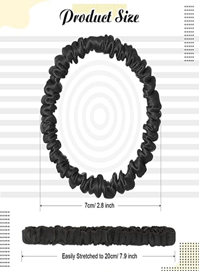 Chuangdi 9 قطع أربطة شعر حريرية رفيعة - حبال شعر حريرية - حامل ذيل حصان حريري - إكسسوارات شعر للنساء والفتيات - يوم الحب - 9 ألوان (أسود، نمط كلاسيكي) - Image 3