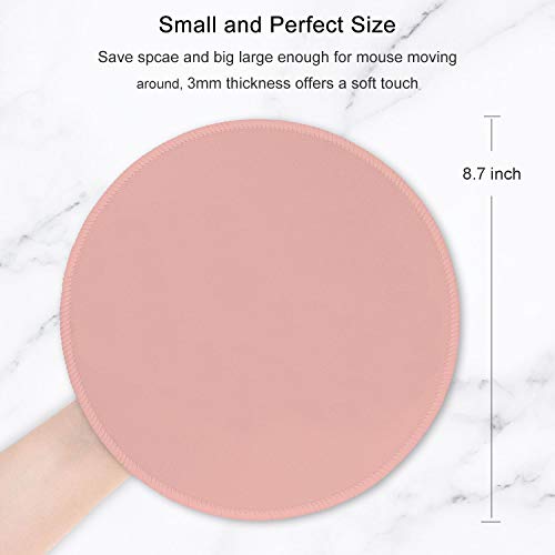 Hsurbtra Mouse Pad, Premium-Textured Small Round Mousepad 8.7 x 8.7 Inch Warm Pink, Stitched Edge Anti-Slip Waterproof Rubber Pretty Cute Computer Mat for Office Home Gaming Laptop Men Women Kids - Image 2