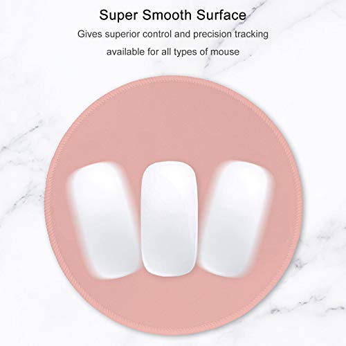 Hsurbtra Mouse Pad, Premium-Textured Small Round Mousepad 8.7 x 8.7 Inch Warm Pink, Stitched Edge Anti-Slip Waterproof Rubber Pretty Cute Computer Mat for Office Home Gaming Laptop Men Women Kids - Image 3