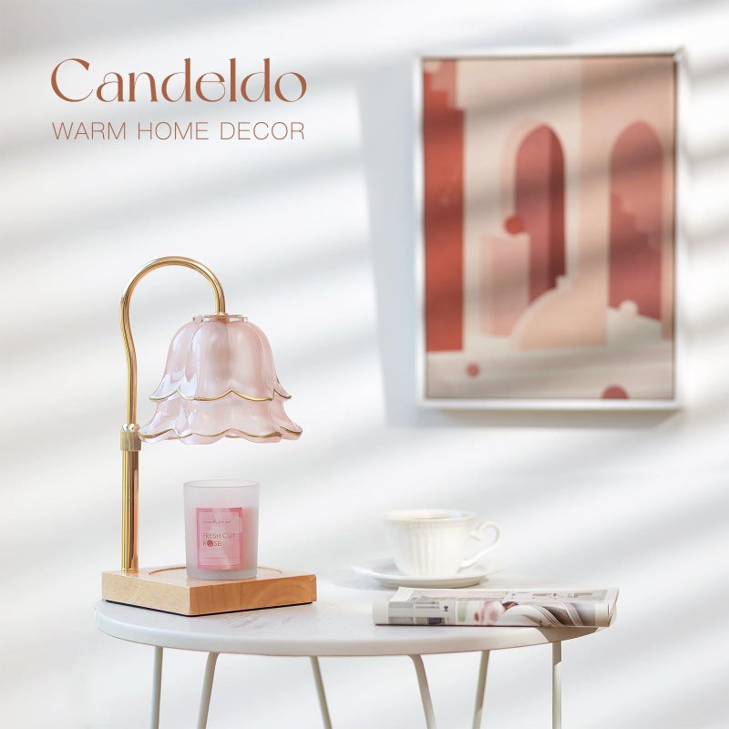 Candeldo Mom Birthday Gifts for Women: Candle Warmer Lamp with Scented Candles Dimmable Pink Flower Wax Warmer with Timer Mothers Day Housewarming Gift - Image 4