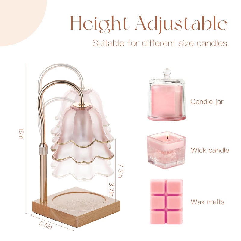 Candeldo Mom Birthday Gifts for Women: Candle Warmer Lamp with Scented Candles Dimmable Pink Flower Wax Warmer with Timer Mothers Day Housewarming Gift - Image 2