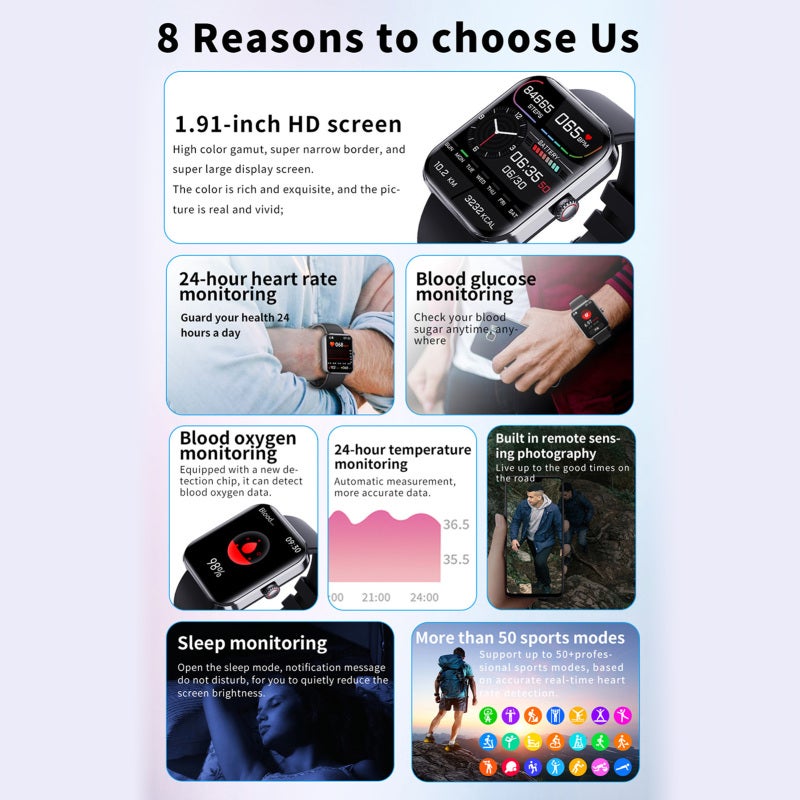 Smart Watch: 1.91" HD Touchscreen, BT5.1 Connection - Multi-functional Health & Fitness Tracker for Android, iOS Users - Image 5