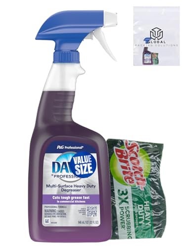 GLOBAL PACKING SOLUTIONS Dawn Professional Multi-Surface Heavy Duty Degreaser Spray 32 Fl Oz bundled with Heavy Duty Scotch Brite Sponge - Image 1