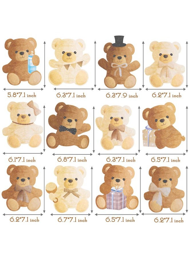 umoni 24pcs Teddy Bear Baby Shower Centerpiece Sticks Teddy Bear Birthday Party Decorations Bear Table Toppers Decorations for We Can Bearly Wait Baby Shower Bear Theme Gender Reveal Party Supplies - Image 4