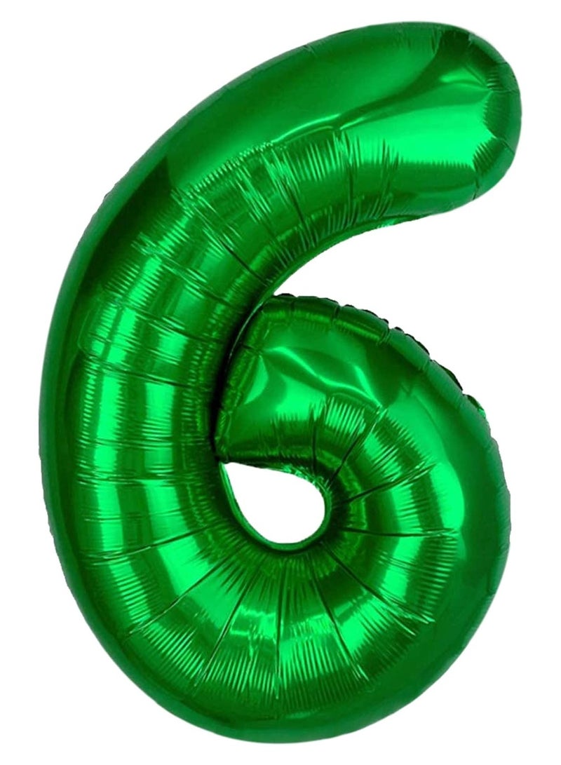 KATCHON Green Number 6 Balloon for 6th Birthday Decoration - Image 1