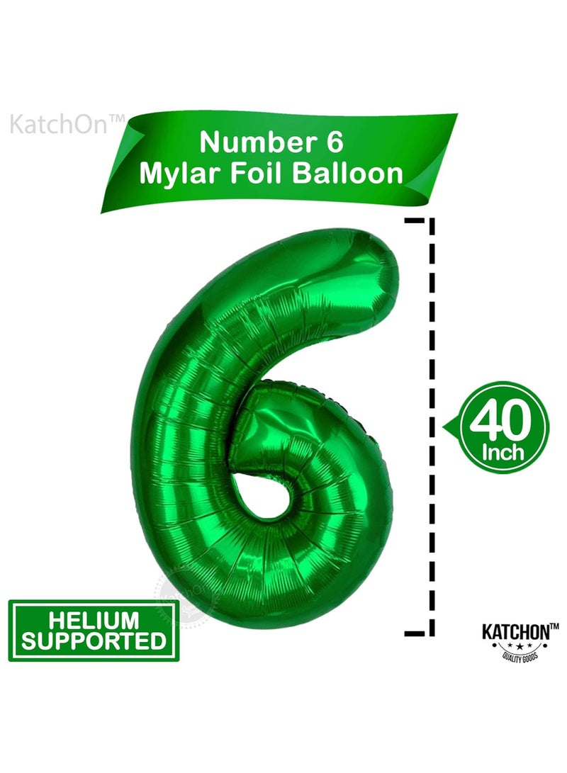 KATCHON Green Number 6 Balloon for 6th Birthday Decoration - Image 2