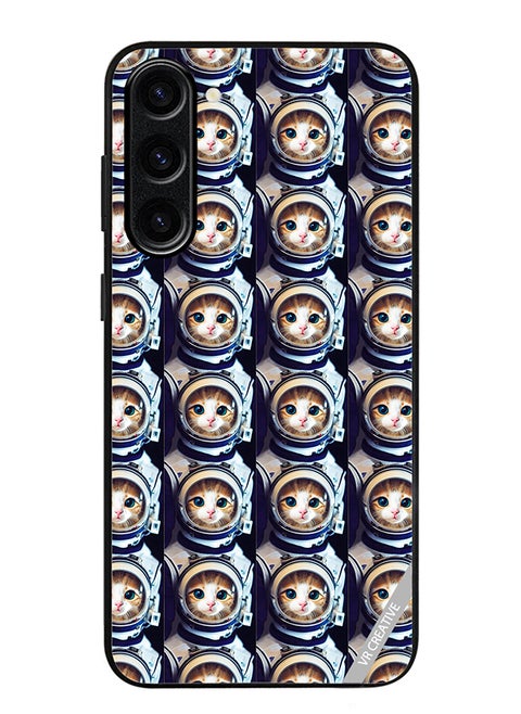 Protective Case Cover For Samsung Galaxy S24 Plus Cat Face Inside Astronauts Helmet Pattern Design Multicolour