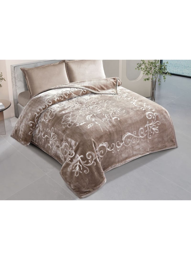 شي ديو ديو بطانية نفرين  طابقين وجهه محفور وجهه ساده بملمس فائق النعومه مقاس كنج 220*240سم - اختر وزن البطانية