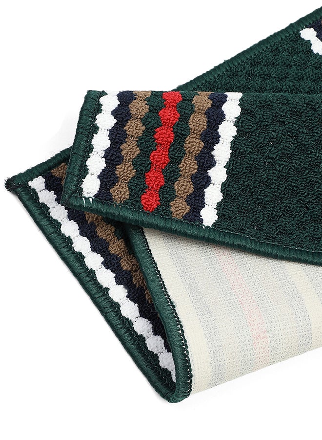 Status Contract Anti Slip Front Door Mat | Living Room Rug for Entrance Doors ,Dark Green Doormat with Red, White, and Brown Striped Pattern, 45 X 75 Cm - Image 4