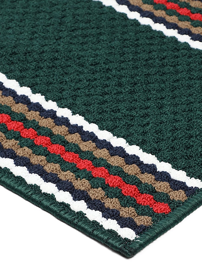 Status Contract Anti Slip Front Door Mat | Living Room Rug for Entrance Doors ,Dark Green Doormat with Red, White, and Brown Striped Pattern, 45 X 75 Cm - Image 5