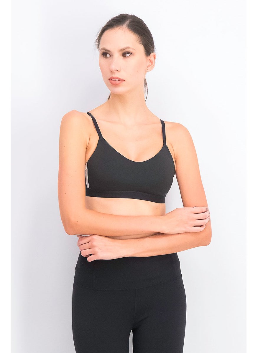 Adidas - Women Padded Sports Bra, Black and White - Image 1