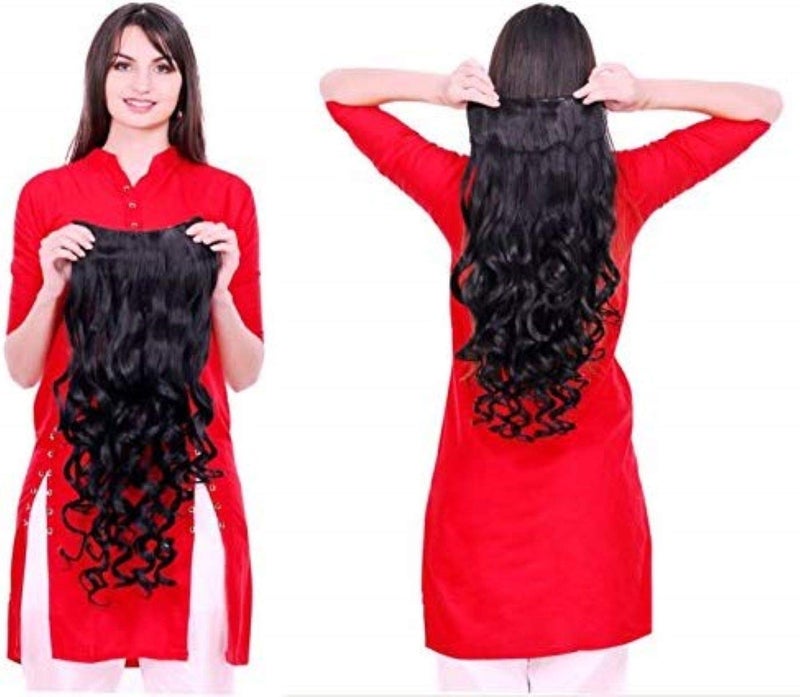 CHANDERKASH Synthetic Fibre Hair Extension with 5 Clips Dark Brown 24 Inch_Hair Acessories - Image 2