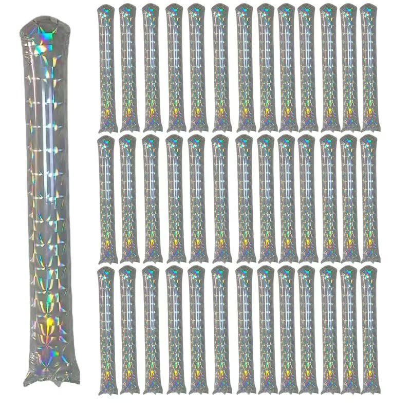 ROSEBB 40pcs Round headTeam Spirit Boom Sticks Thunder Sticks Cheering Sticks Team Spirit Plastic Cheerleading Spirit Stick Clapper Inflatable Noise Maker Sports Supply (Glitter color) - Image 1