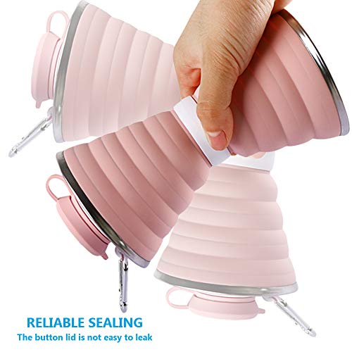 SEMETOR Collapsible Portable Sports Water Bottle, Camping Cup With Carabiner, Reuseable, Silicone, Foldable, Leak Proof For Outdoor, Travel Gym Hiking, Cycling, BPA Free - Image 3