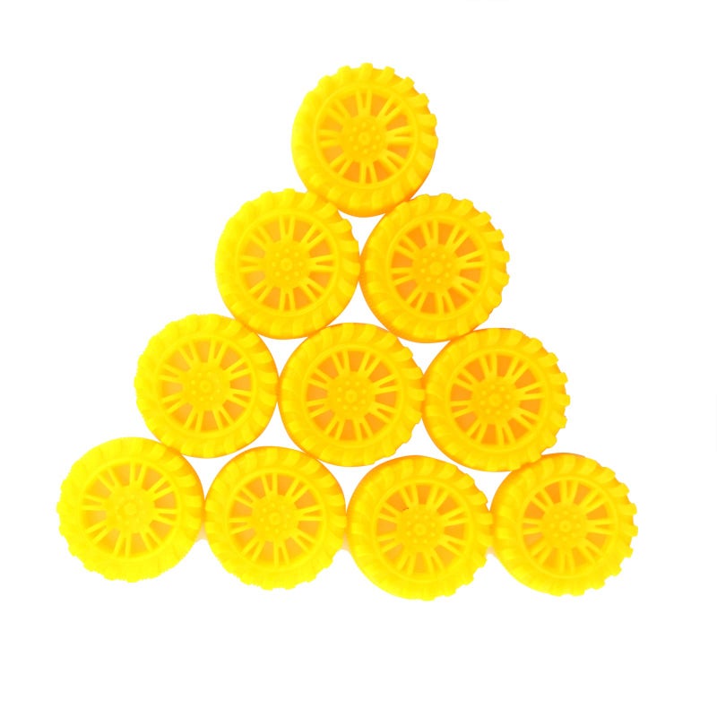 EUDAX EUDAX 300 PCS 30mmx8mm Plastic Roll 2mm Dia Shaft Toys Wheel and 2mmx100mm STEM Shaft Round Rod Axles for DIY Toy RC Car Truck Boat Helicopter Model Part Building Projects (Yellow)  - Image 5