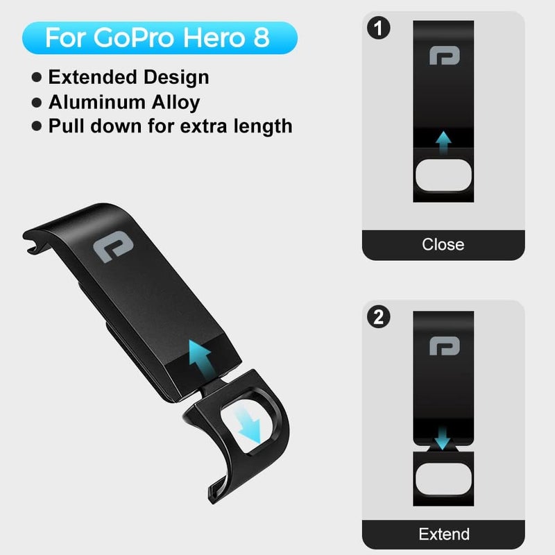 ParaPace Replacement Side Door for GoPro Hero 8 Black,USB Pass Through Charging Battery Cover Removable Type-C Port Adapter Repair Part Camera Accessories(PP-227) - Image 3