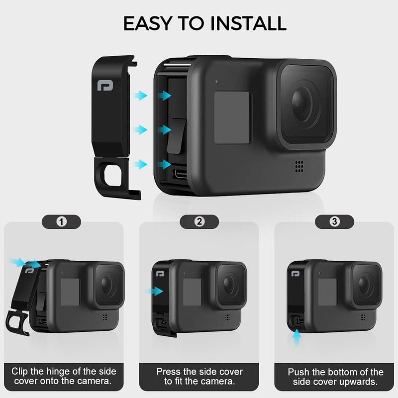ParaPace Replacement Side Door for GoPro Hero 8 Black,USB Pass Through Charging Battery Cover Removable Type-C Port Adapter Repair Part Camera Accessories(PP-227) - Image 5