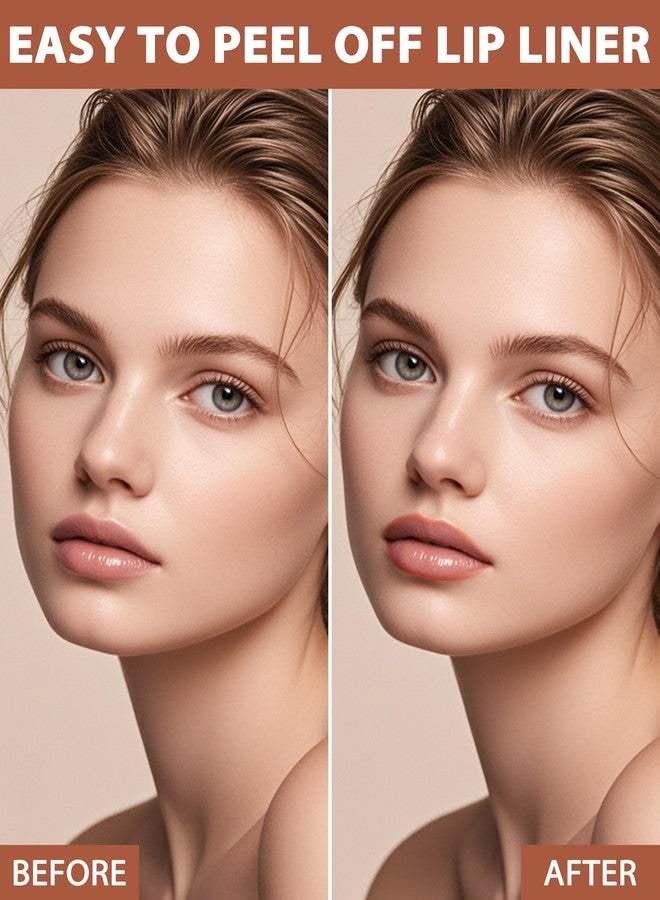 Jutqut Lip Liner Stain Peel Off, Peel Off Lip Tint with Natural Finish, Long Lasting, Waterproof, Smudge-proof, Transfer-Proof, Highly Pigmented Color, Easy to Use #01Nude Pink - Image 2