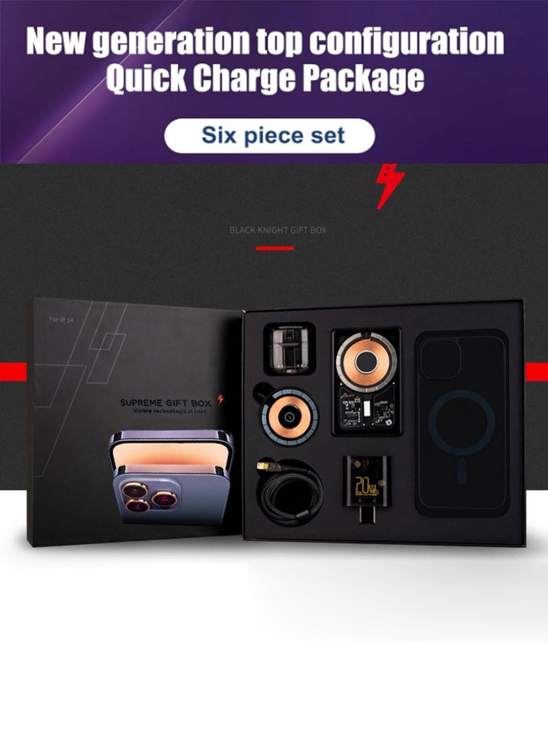 Arabest Accessory gift box, 6-piece set, with wireless charger, protective case, and Bluetooth earphones - Image 4