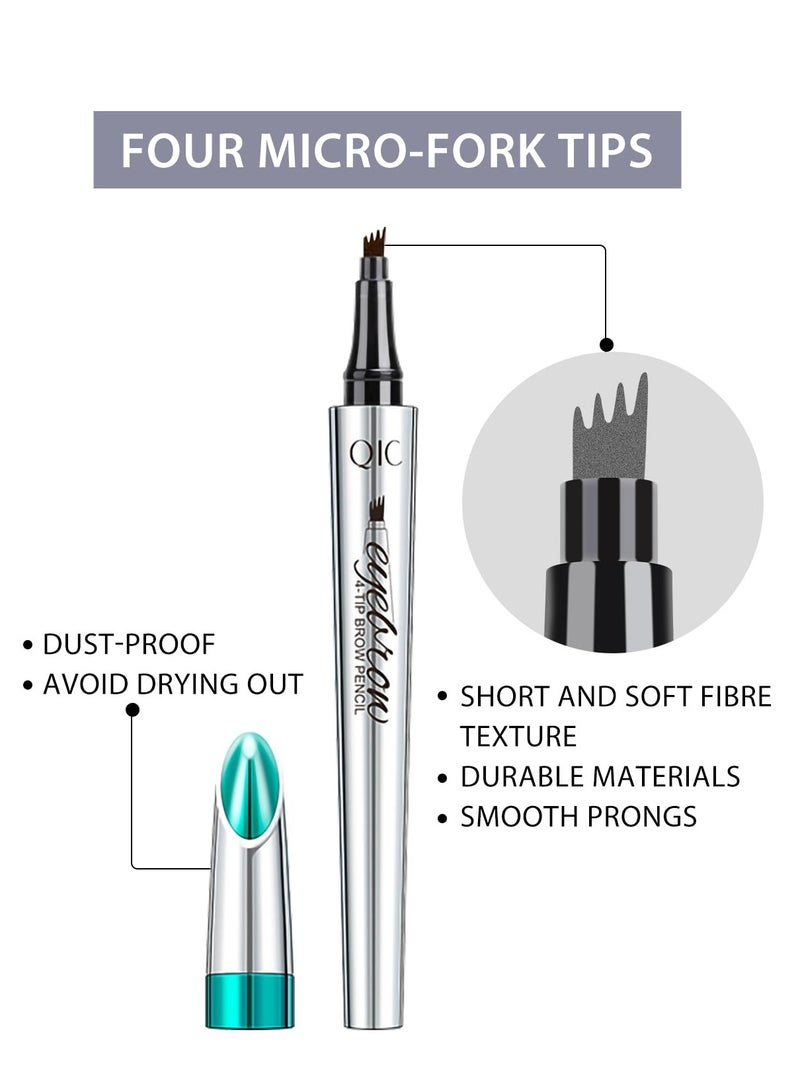 QIC Eyebrow Tattoo Pen Long Lasting 4 Tip Eyebrow Pen Smudge proof Liquid Eyebrow Pencil Eye Makeup for Women and Girls No.03 Red Brown - Image 4