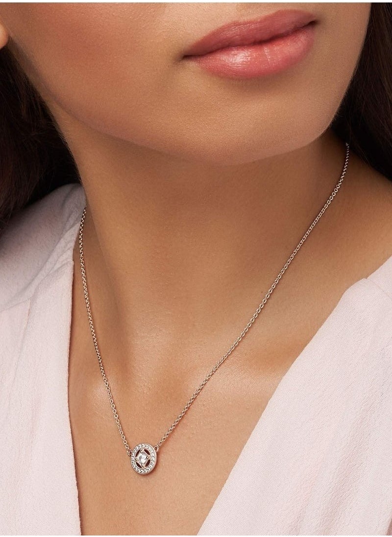 PANDORA - PANDORA Vintage Round Collier Adjustable Necklace and Clear Cubic Zirconia in 14k Rose Gold - Image 1