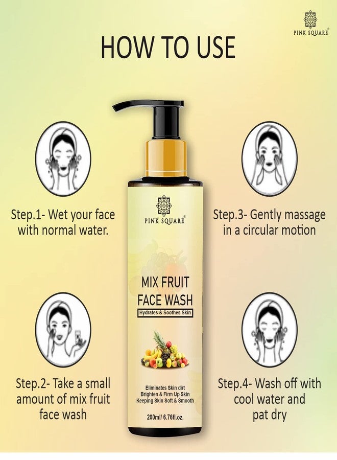 Pink Square Mix Fruit Deep Cleansing Face Wash/Fash Cleanser For Visibly Glowing Skin For All Skin Types, Pack of 3 of 200ml - Image 2