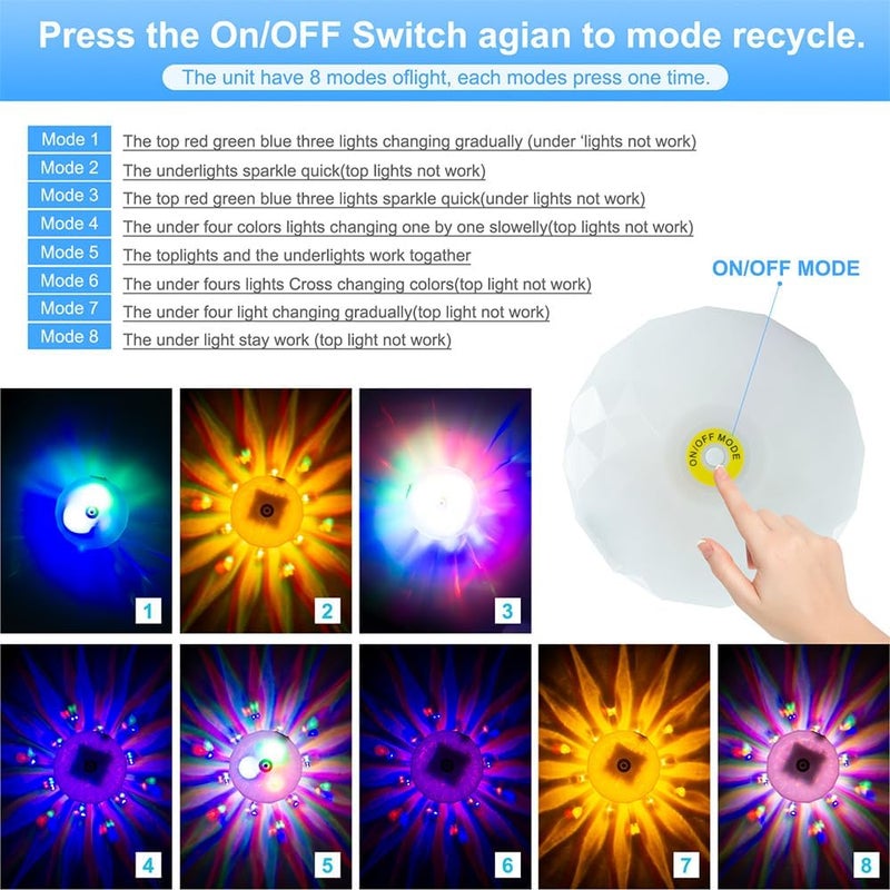Rechargeable Floating RGB Pool Light, 8 Modes, Waterproof Diamond Lamp - Image 4