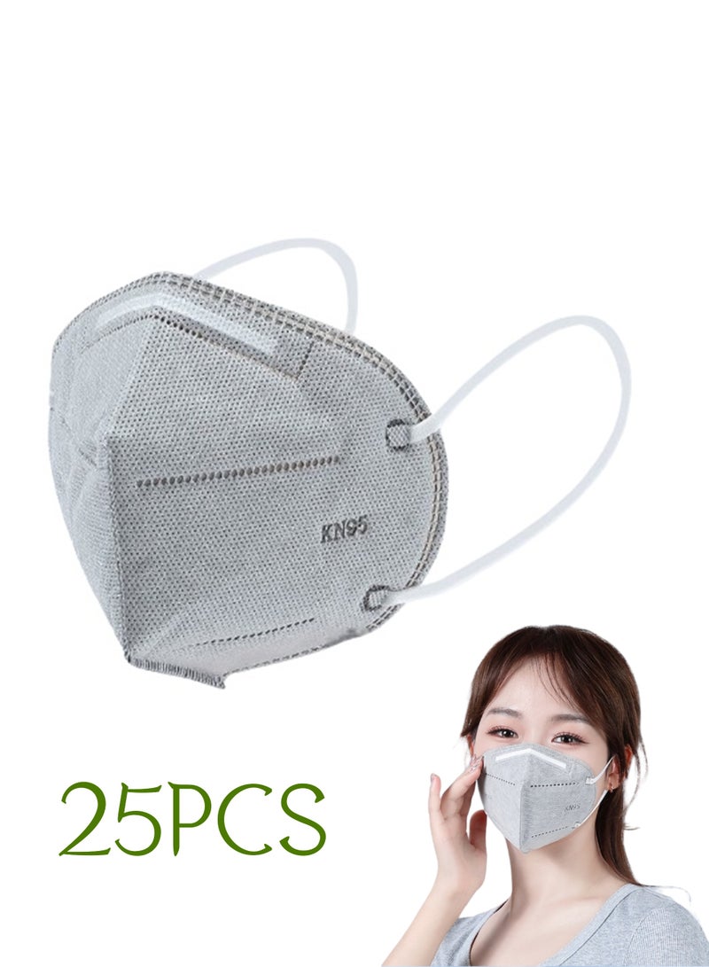 25PCS KN95 Face Mask 7 Layer Cup Dust Safety Masks Breathable Elastic Ear Loops Grey Masks disposable masks - Image 1