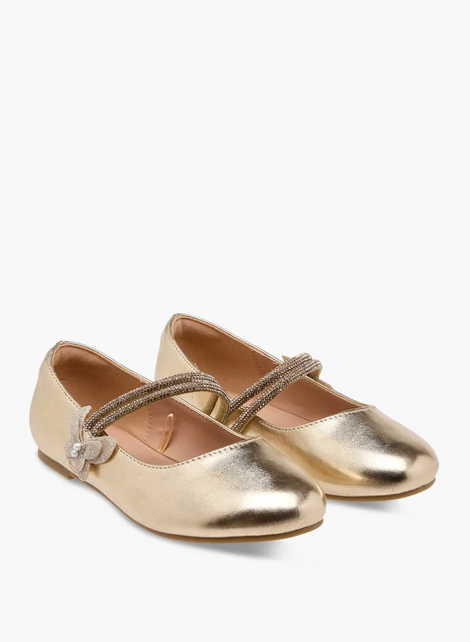JUNIORS Girls Embellished Ballerina Shoes with Hook and Loop Closure