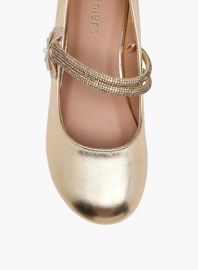 JUNIORS Girls Embellished Ballerina Shoes with Hook and Loop Closure