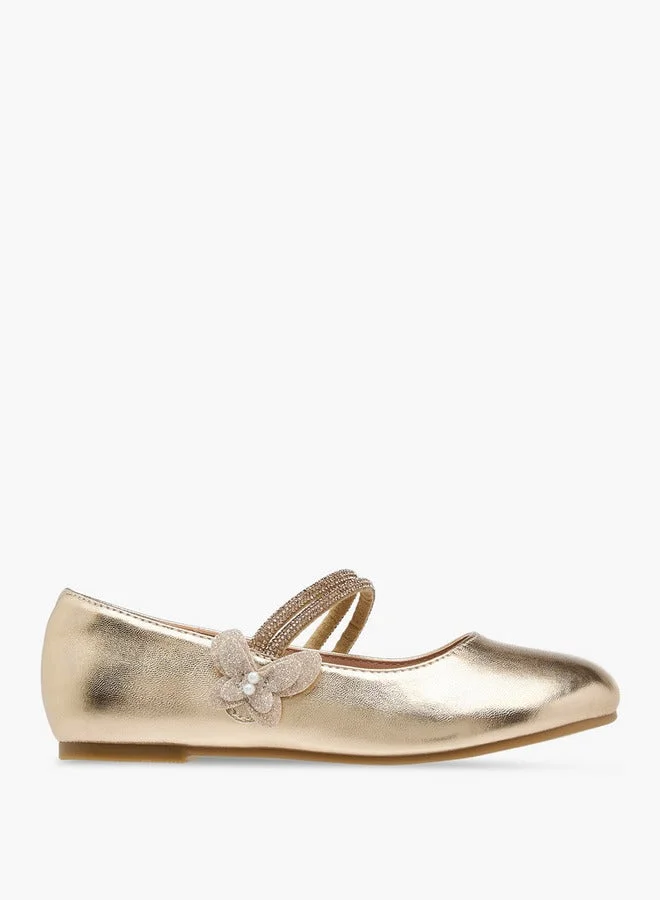 JUNIORS Girls Embellished Ballerina Shoes with Hook and Loop Closure