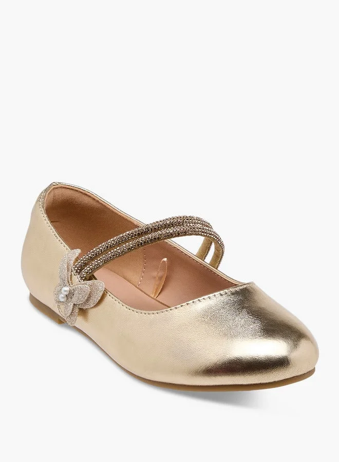 JUNIORS Girls Embellished Ballerina Shoes with Hook and Loop Closure