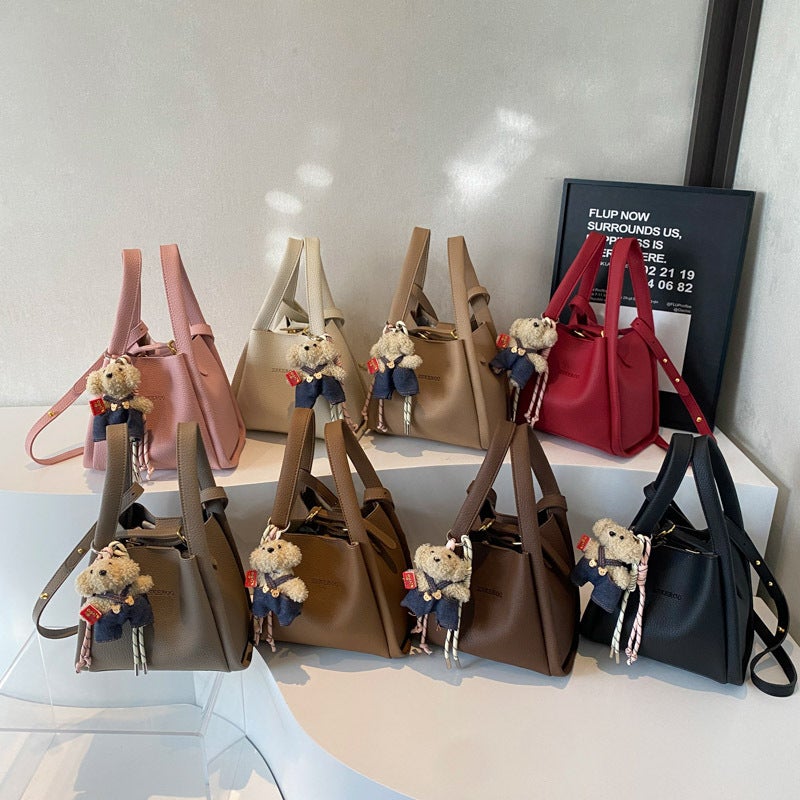 Lychee Pattern Soft Leather Bucket Bag Women'S 2025 Spring Korean Style High-End All-Match Commuter Shoulder Crossbody Bag - Image 5