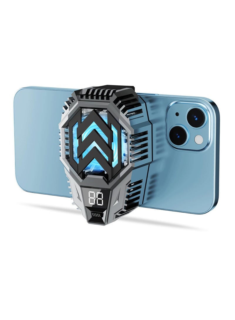 KASTWAVE Phone Cooler with Temperature Display Advanced Cooling Technology Twin Turbine Cooling Ultra Silent Compatible with 2.67-3.46 inch Smartphones Cell Phone Radiator for Gaming Live Streaming - Image 1
