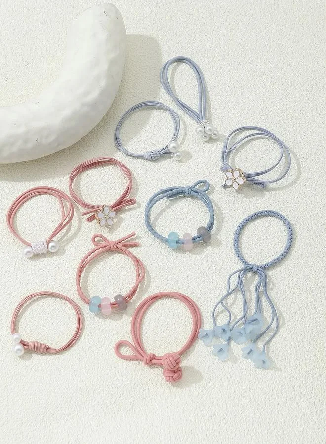 Take Two  Set of 10 - Pearl Detail Hair Ties for Women | Best Price UAE