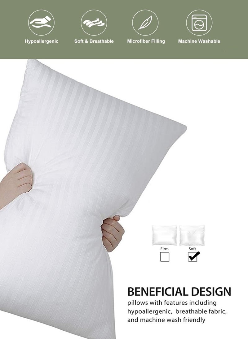 Blueberry Soft Bed Pillow Stripe Fabric White 50X90cm Made in Uae - Image 4