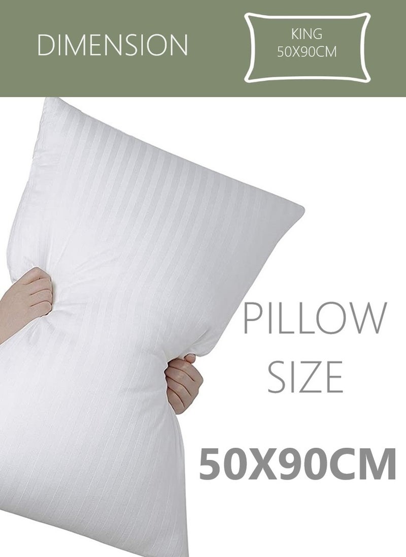 Blueberry Soft Bed Pillow Stripe Fabric White 50X90cm Made in Uae - Image 5