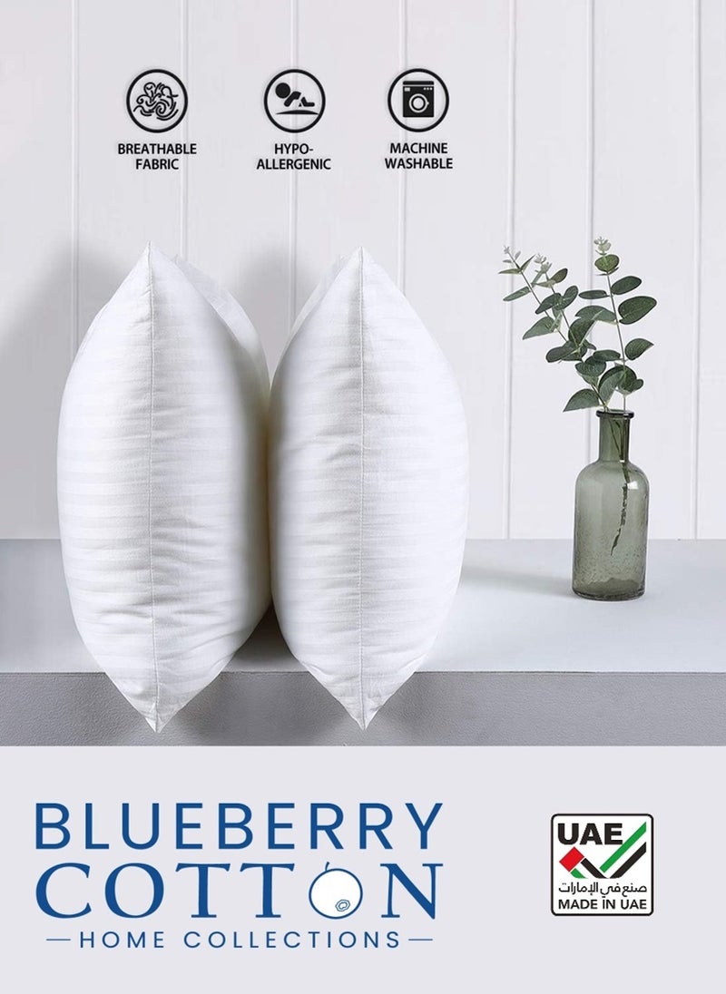 Blueberry Soft Bed Pillow Stripe Fabric White 50X90cm Made in Uae - Image 3