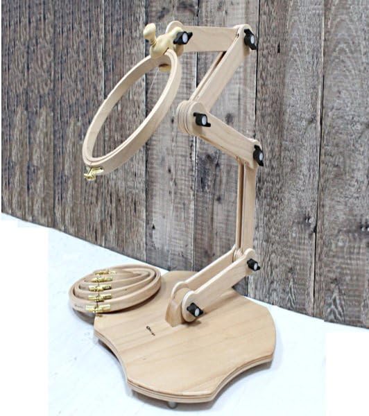 Nurge Adjustable Embroidery Floor Stand, Cross Stitch Hoop Holder, Hand Polished Natural Wood (190-5) - Image 5