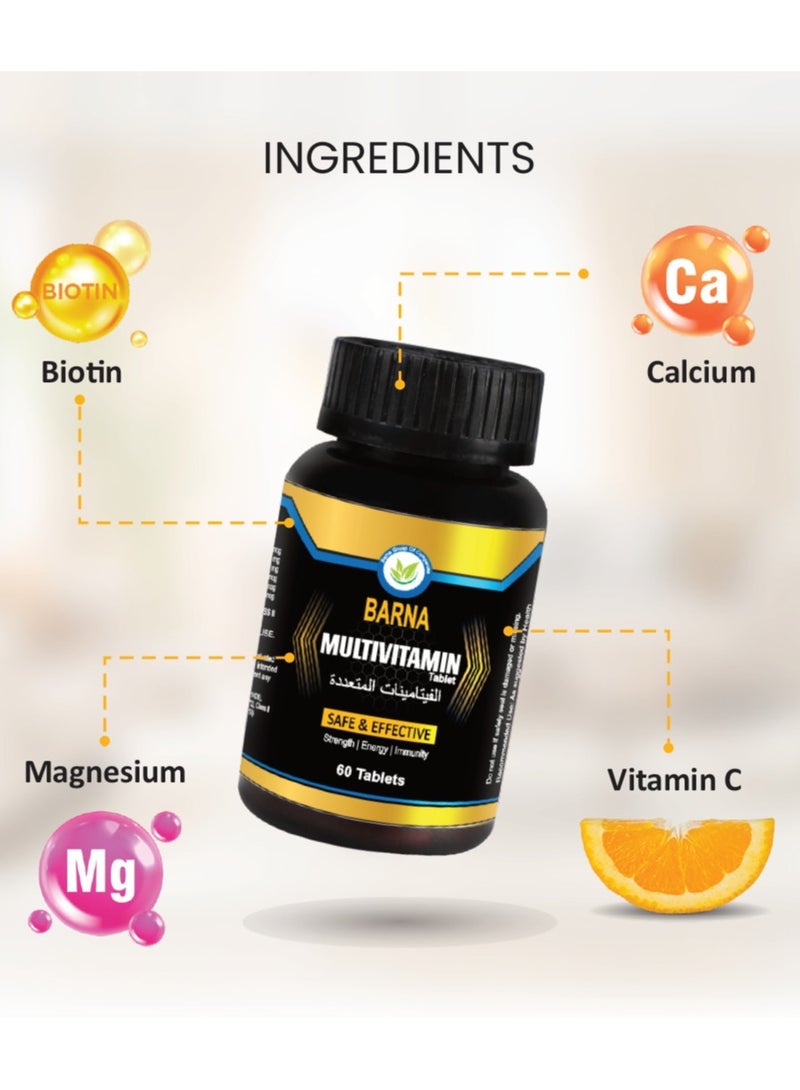 BARNA Multivitamin Tablet Safe and Effective - Strength/Energy/Immunity - 60 Tablet - Image 3