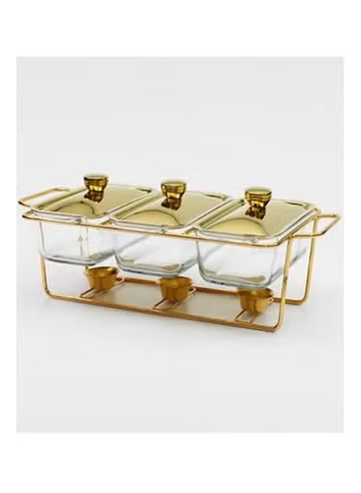 كيكي مجموعة أنيقة من الزجاج والذهب لحفظ التوابل مع ثلاث حاويات بأغطية - Image 1