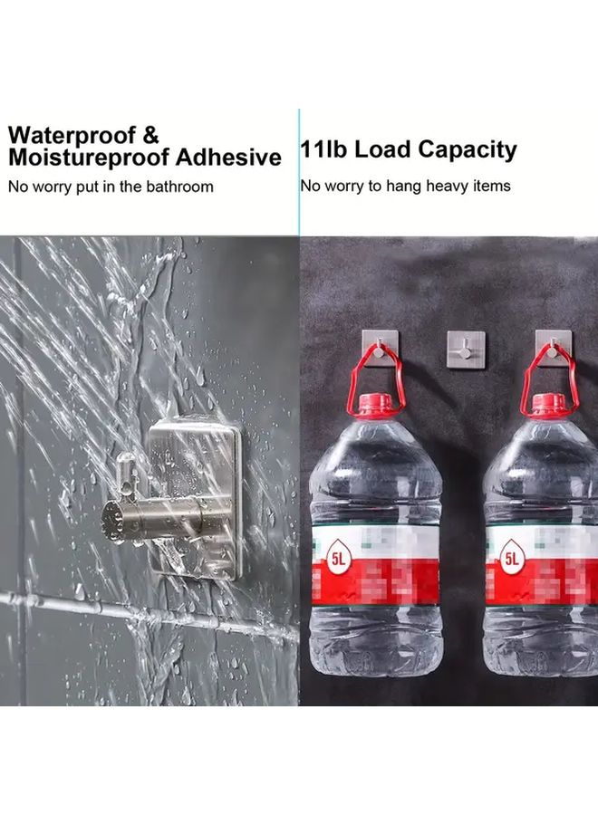 Silver 4 Pack Adhesive Wall Hook No Drilling Mounted Heavy Duty Waterproof - Image 3