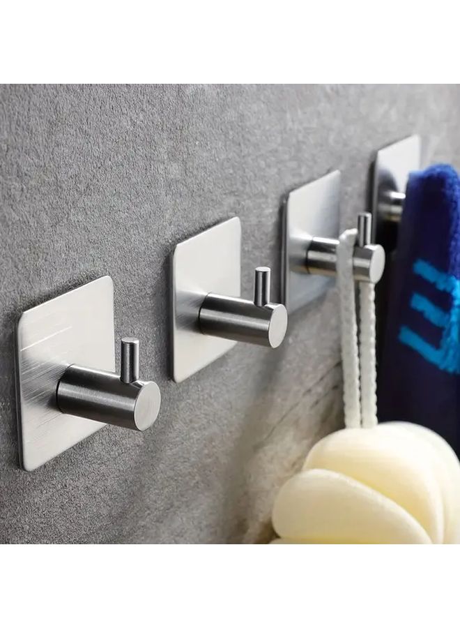 Silver 4 Pack Adhesive Wall Hook No Drilling Mounted Heavy Duty Waterproof - Image 2
