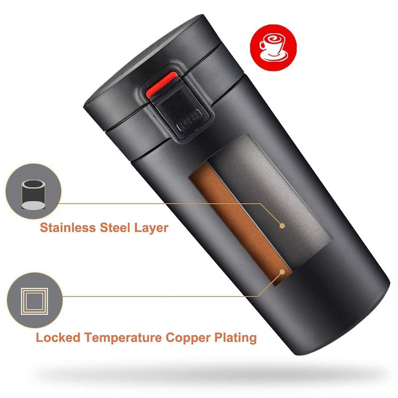 GABANIZ GABANIZ Coffee Mug with Lid Hot Insulated Stainless Steel Coffee Cup Double Wall Plastic Inner Vacuum Travel Tumbler Cup with Handle Reusable Thermal Mug with Flip Lid  - Image 4
