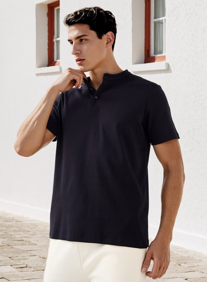 سبلاش فيڤ تيشيرت بياقة هينلي بقصة عادية - Image 1