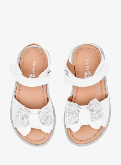 Barefeet Girls Bow Embellished Flat Sandals with Hook and Loop Closure Ramadan Collection