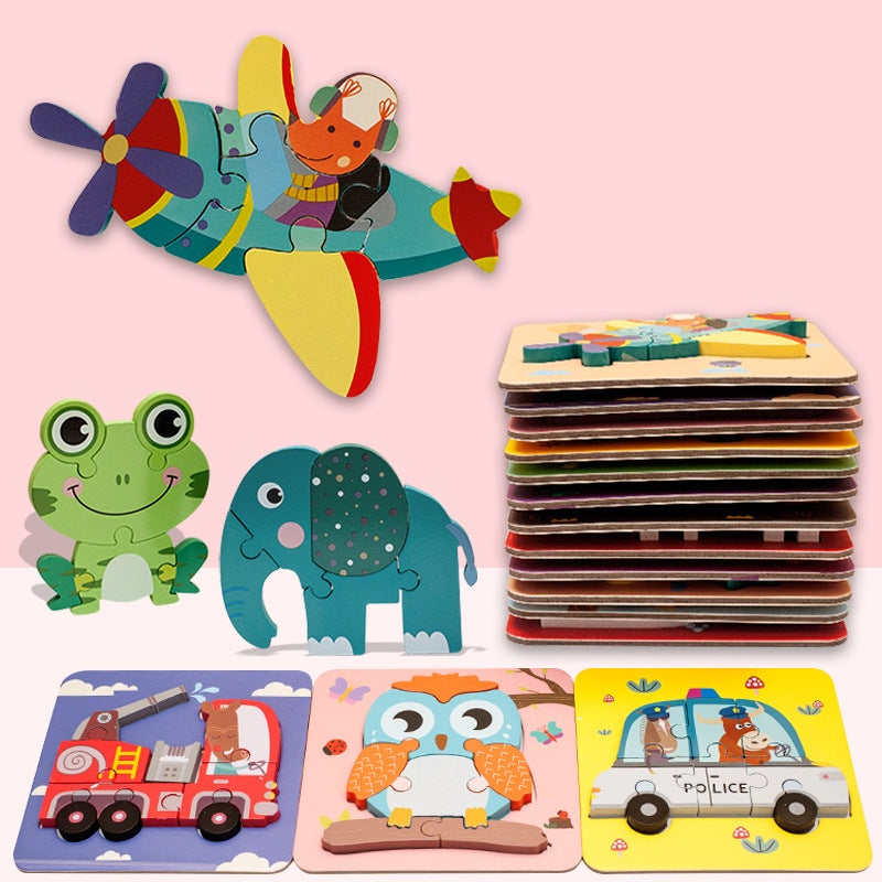 Infant Stereo Puzzle Toy Wooden Puzzle Building Blocks Assembled Early Education Educational Children Baby 2-5 Years Old Men And Women - Image 5