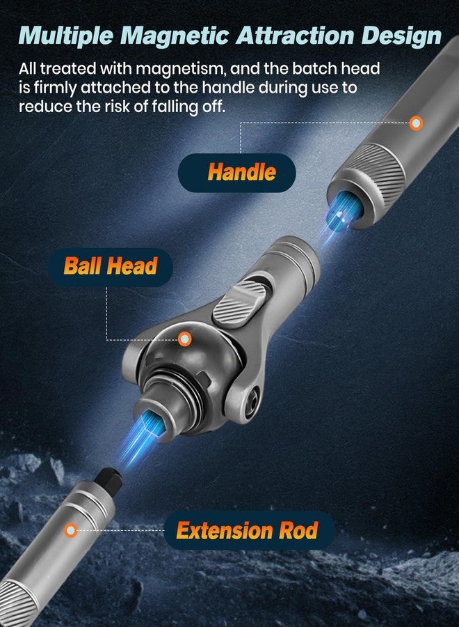 Saker Upgraded Magnetic Screwdriver Set: 40-in-1 Ratchet Screwdriver Tool Kit with 180° Ball-Joint Handle - Portable S2 Bits Precision Repair Tool Set for Computer Phone Watch Camera Bike - Image 4