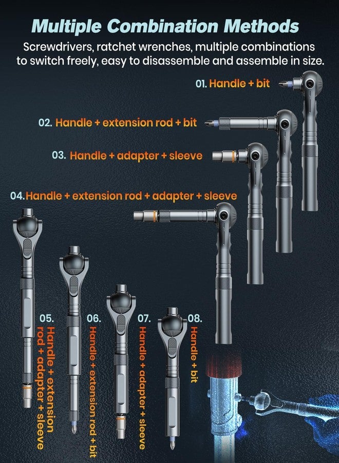 Saker Upgraded Magnetic Screwdriver Set: 40-in-1 Ratchet Screwdriver Tool Kit with 180° Ball-Joint Handle - Portable S2 Bits Precision Repair Tool Set for Computer Phone Watch Camera Bike - Image 5